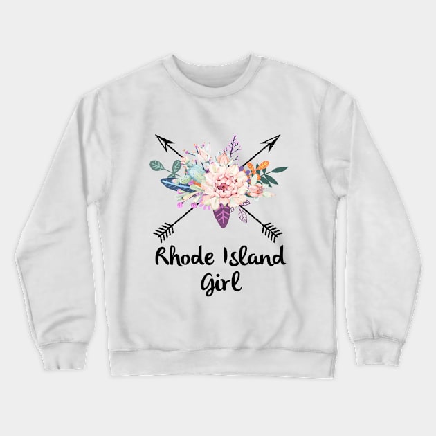 Rhode Island Girl Cross Arrow Cactus Floral Wreath Crewneck Sweatshirt by MySistersTreasures